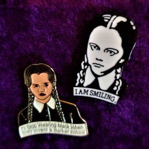 Set of Two Enamel Pins Wednesday Addams Family
